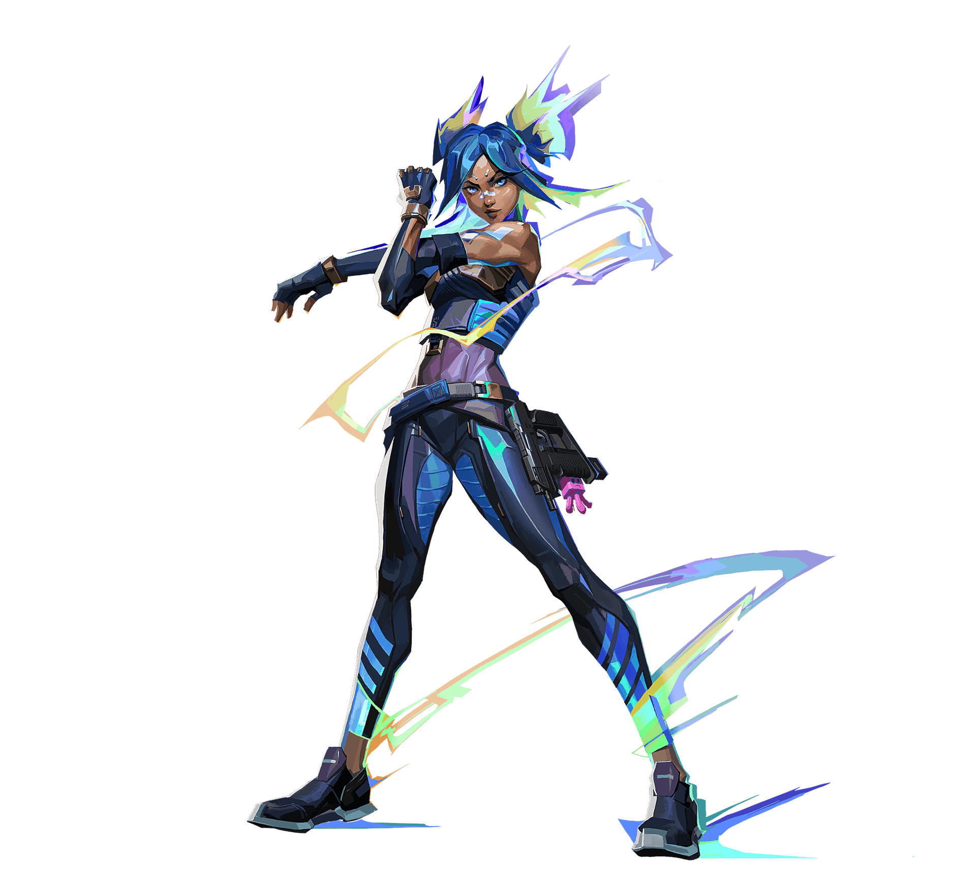 Agente Neon de Valorant em pose de corrida